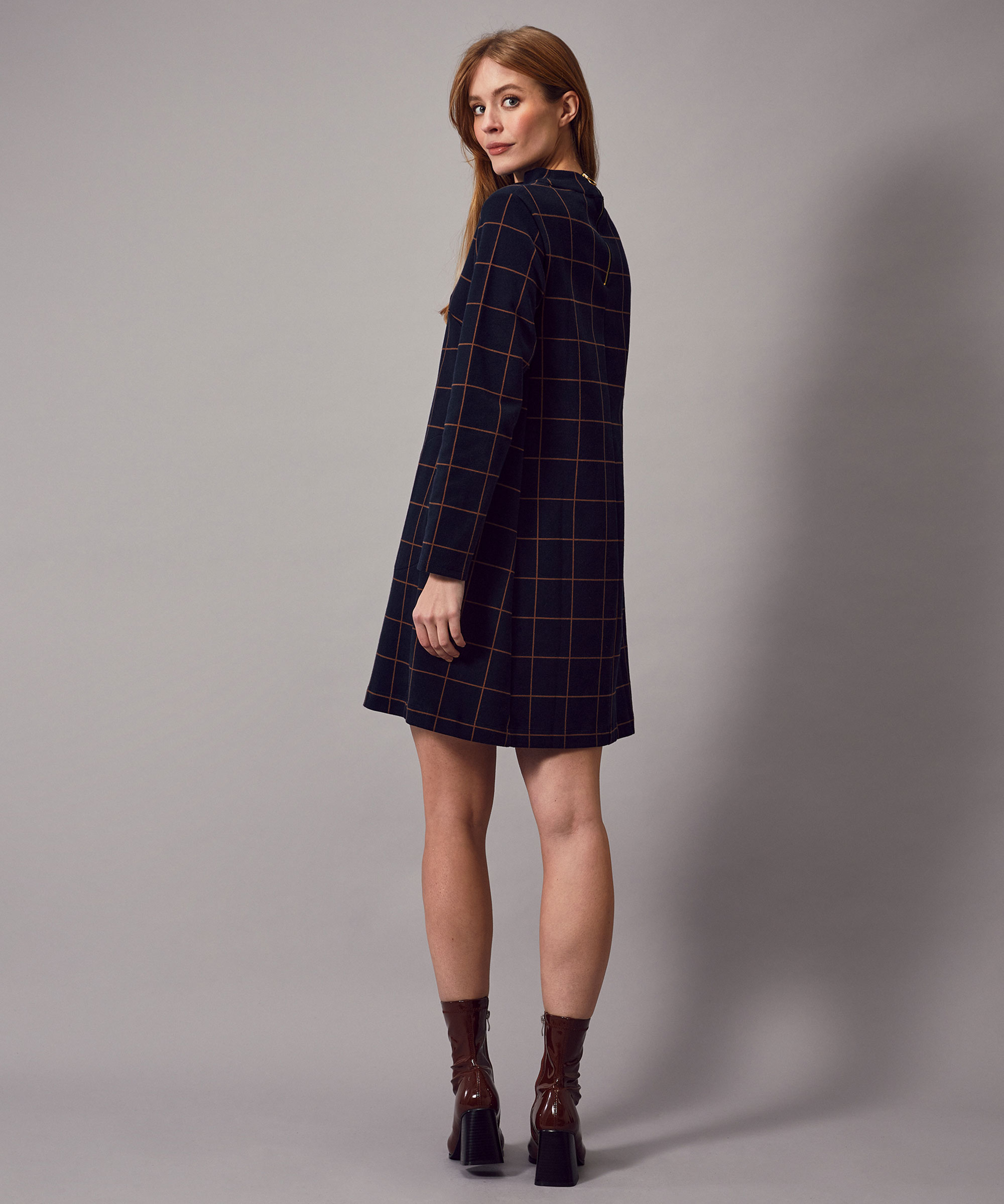 Bernadette Check Dress Navy