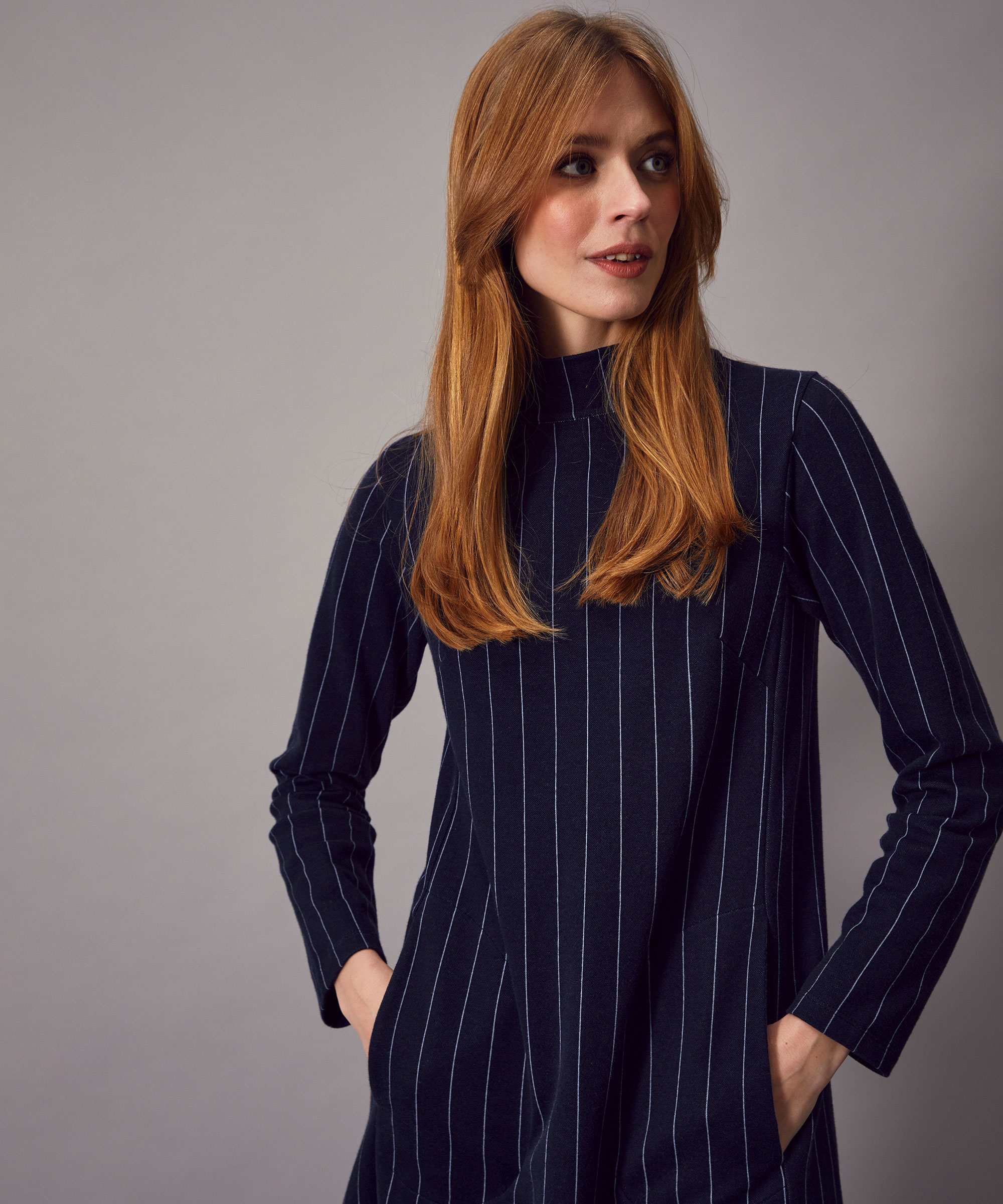 Bernadette Stripe Dress Navy